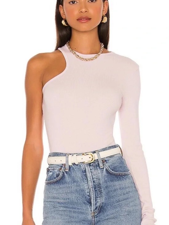 Agolde Bea Cutaway Bodysuit in Fondant - Picture 2 of 8